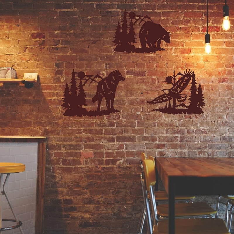 J-Fly Metal Bear Wall Decor Eagle Wall Decor Wildlife Wall Art Rustic Cabin Decor Laser Cut Bear and Wolf Eagle For Living Room Valentine Bathroom etc Indoor & Outdoor Decor 3 Pack - Image 5